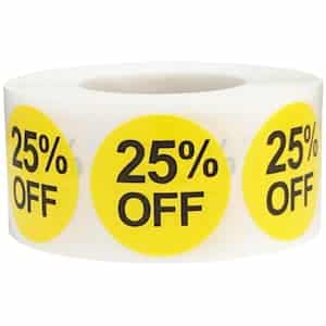 25 Percent Off Labels 1" QTY 500 25 Percent Off Labels 1" QTY 500