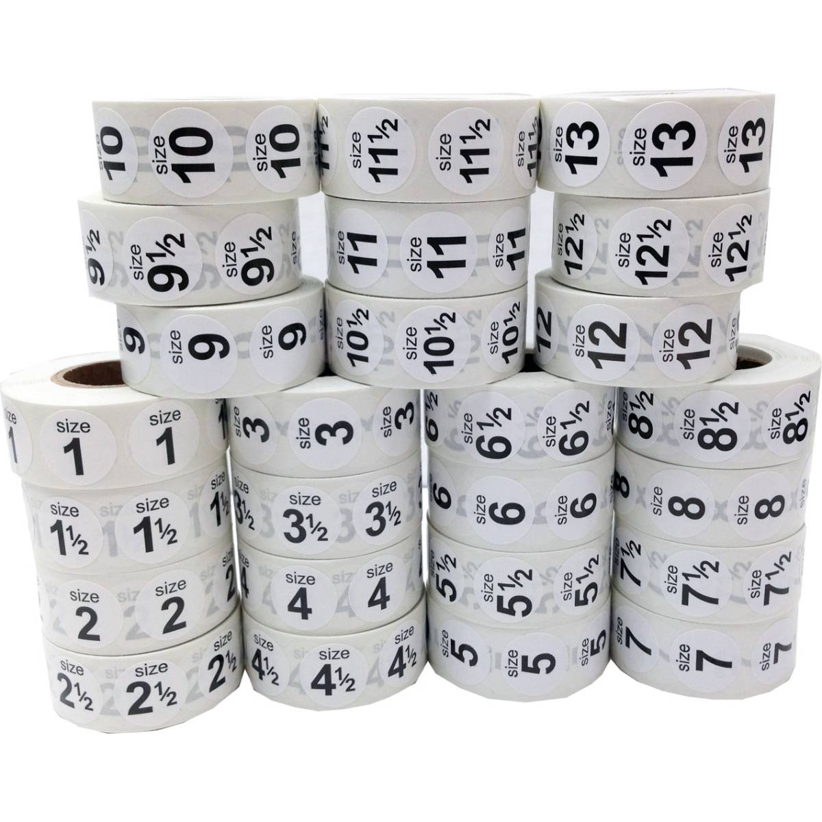 White/Black Shoe Size Buk Pack Stickers White/Black Shoe Size Buk Pack Stickers