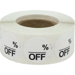 Blank Percent Off White Labels 3/4" Quantity 500