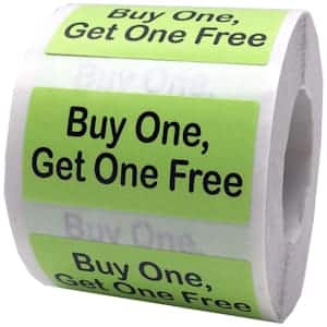 Buy One Get One Free Sale Stickers QTY 500