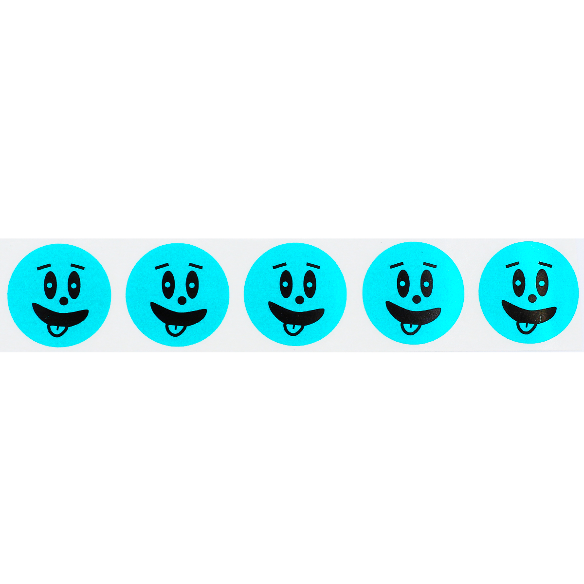 Teal Color Silly Goofy Face Stickers 3/4" Round QTY 500 Teal Color Silly Goofy Face Stickers 3/4" Round QTY 500