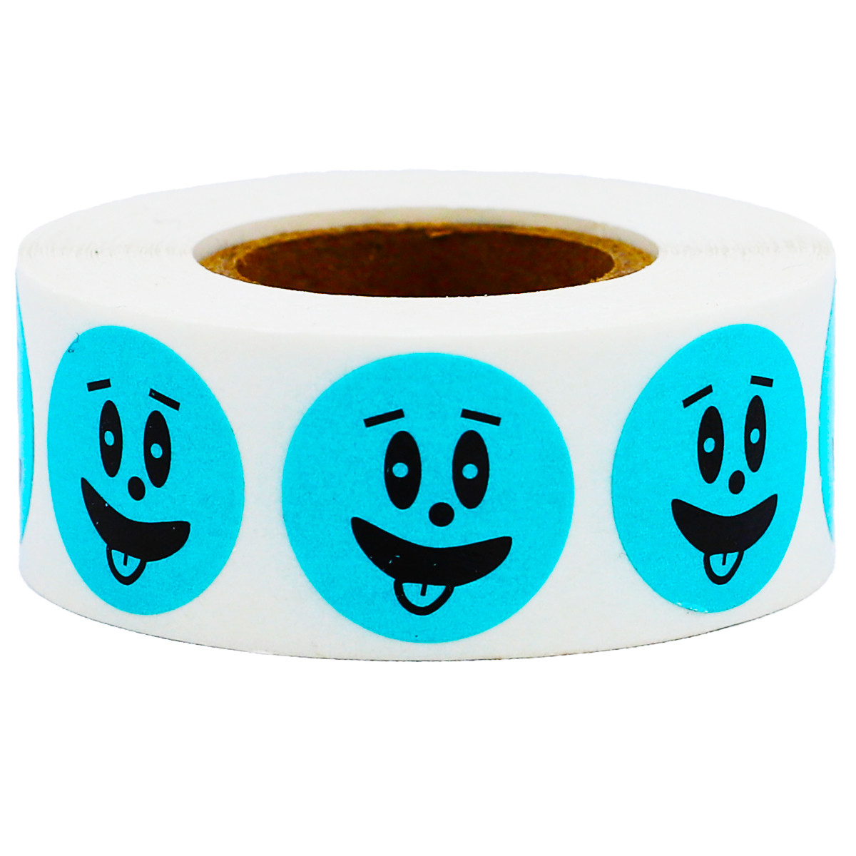 Teal Color Silly Goofy Face Stickers 3/4" Round QTY 500 Teal Color Silly Goofy Face Stickers 3/4" Round QTY 500