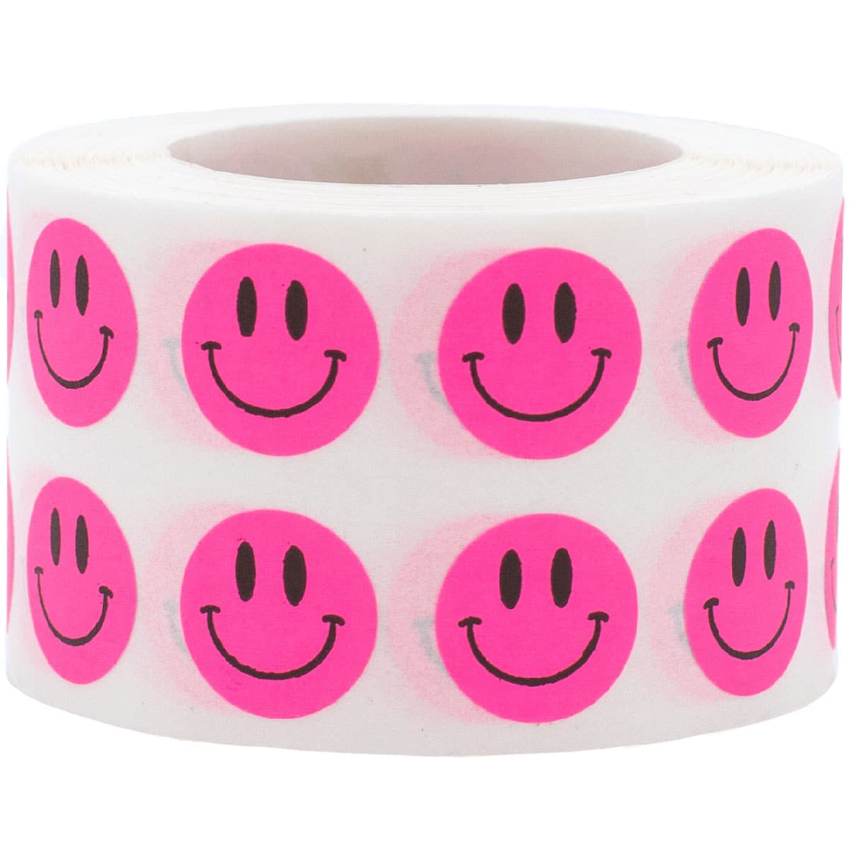 Small Fluorescent Pink Smiley Face Stickers 1/2" QTY 1,000