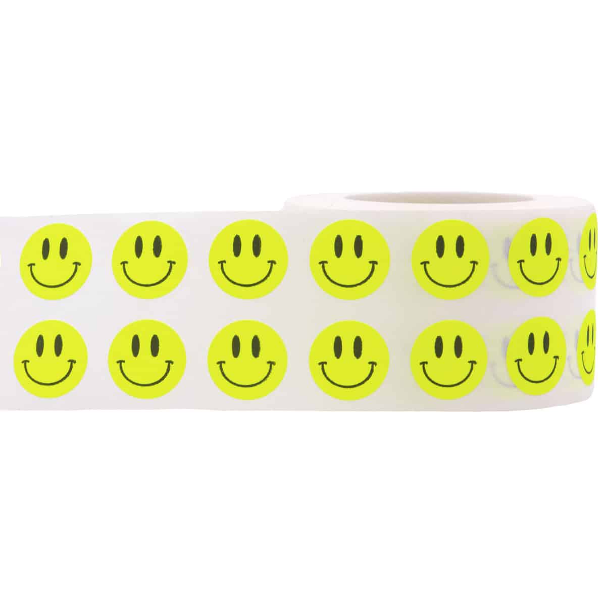 Small Fluorescent Yellow Smiley Face Stickers 1/2" QTY 1,000 Small Fluorescent Yellow Smiley Face Stickers 1/2" QTY 1,000