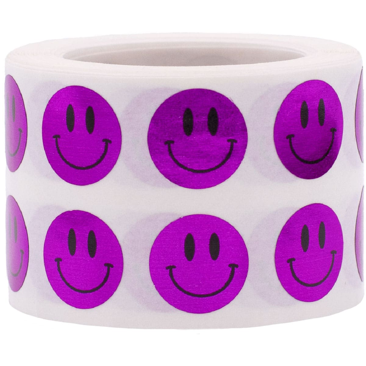 Small Metallic Purple Smiley Face Stickers 1/2" QTY 1,000