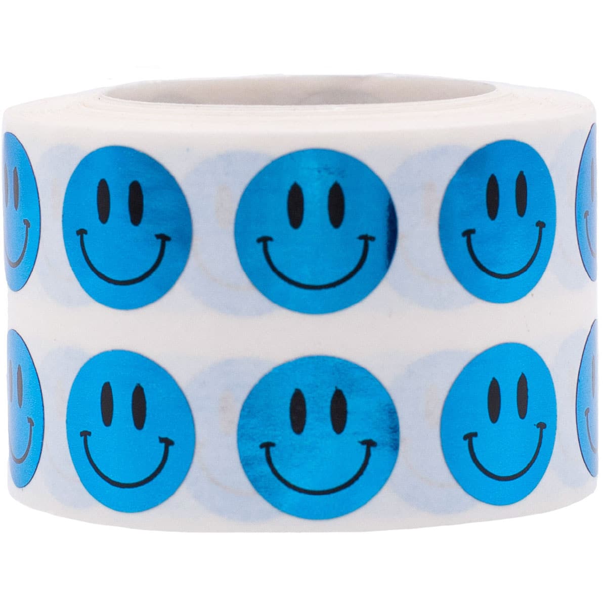 Small Metallic Blue Smiley Face Stickers 1/2" Quantity 1,000 Small Metallic Blue Smiley Face Stickers 1/2" Quantity 1,000
