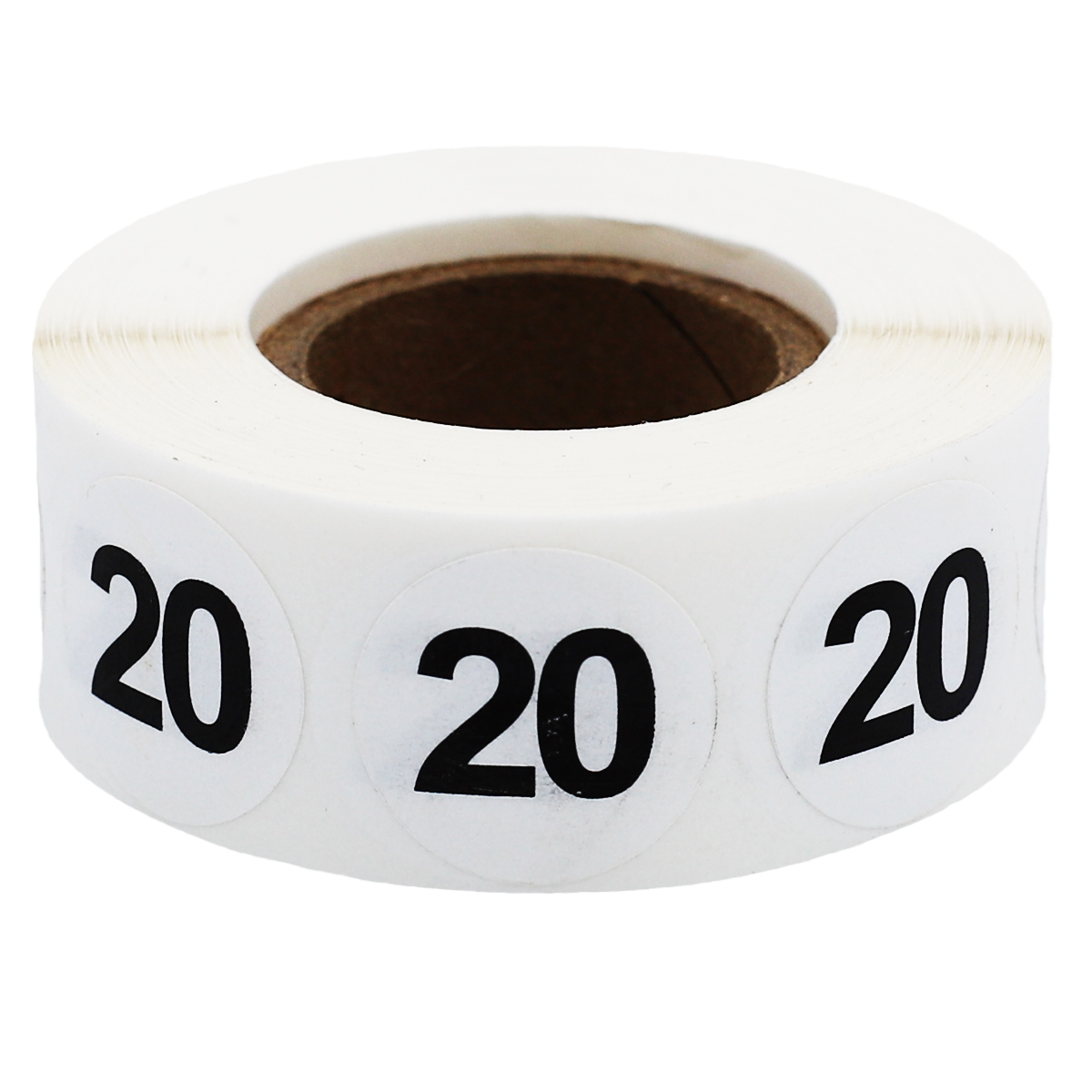 Number 20 Stickers 3/4" Round Quantity 500