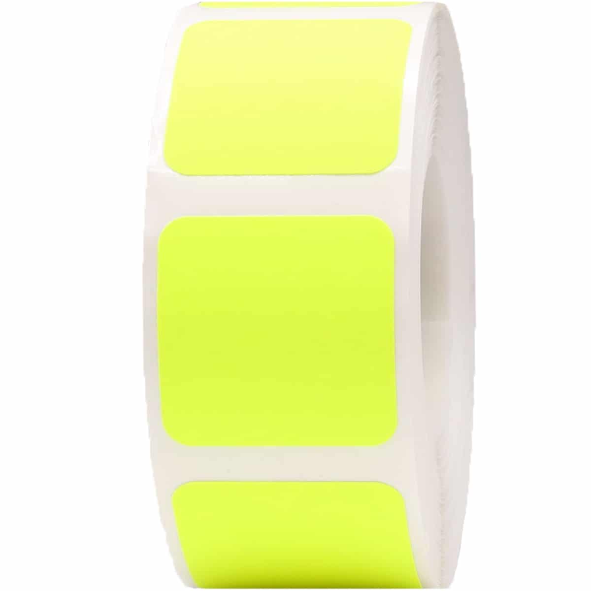 Fluorescent Yellow Stickers 1" Square QTY 500