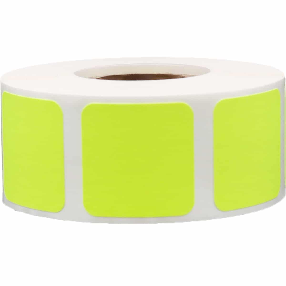 Fluorescent Yellow Stickers 1" Square QTY 500