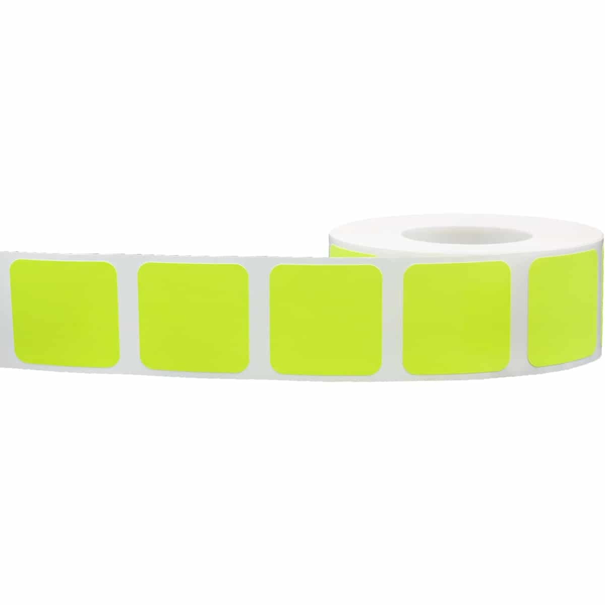 Fluorescent Yellow Stickers 1" Square QTY 500