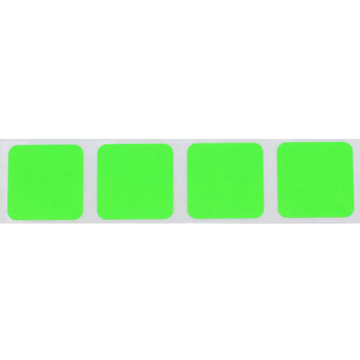 Fluorescent Green Stickers 1" Square QTY 500