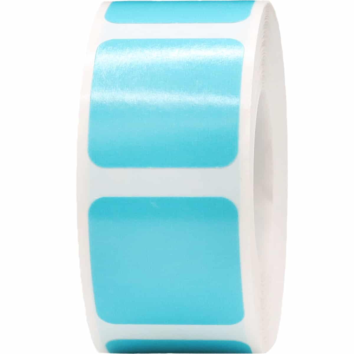 Teal Color Stickers 1" Square QTY 500