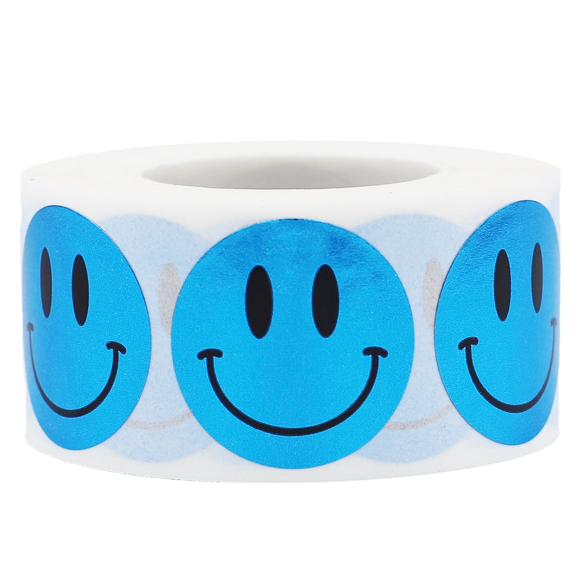 Metallic Blue Smiley Face Stickers 1" Quantity 500 Metallic Blue Smiley Face Stickers 1" Quantity 500