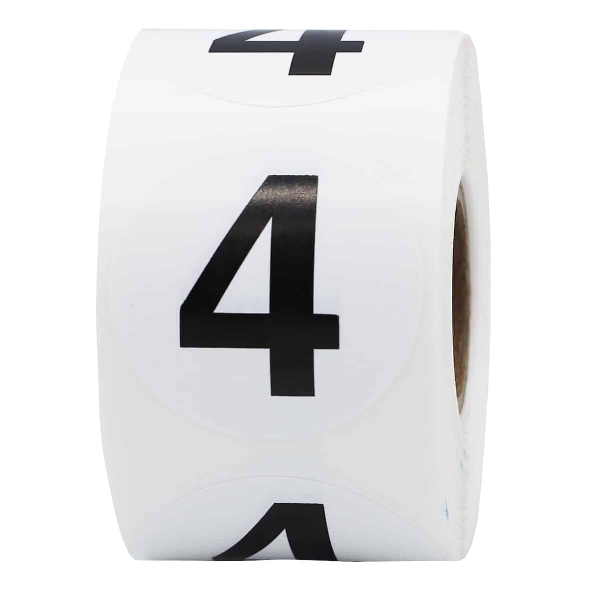 Number 4 Stickers Black/White 1.5" Round Quantity 500