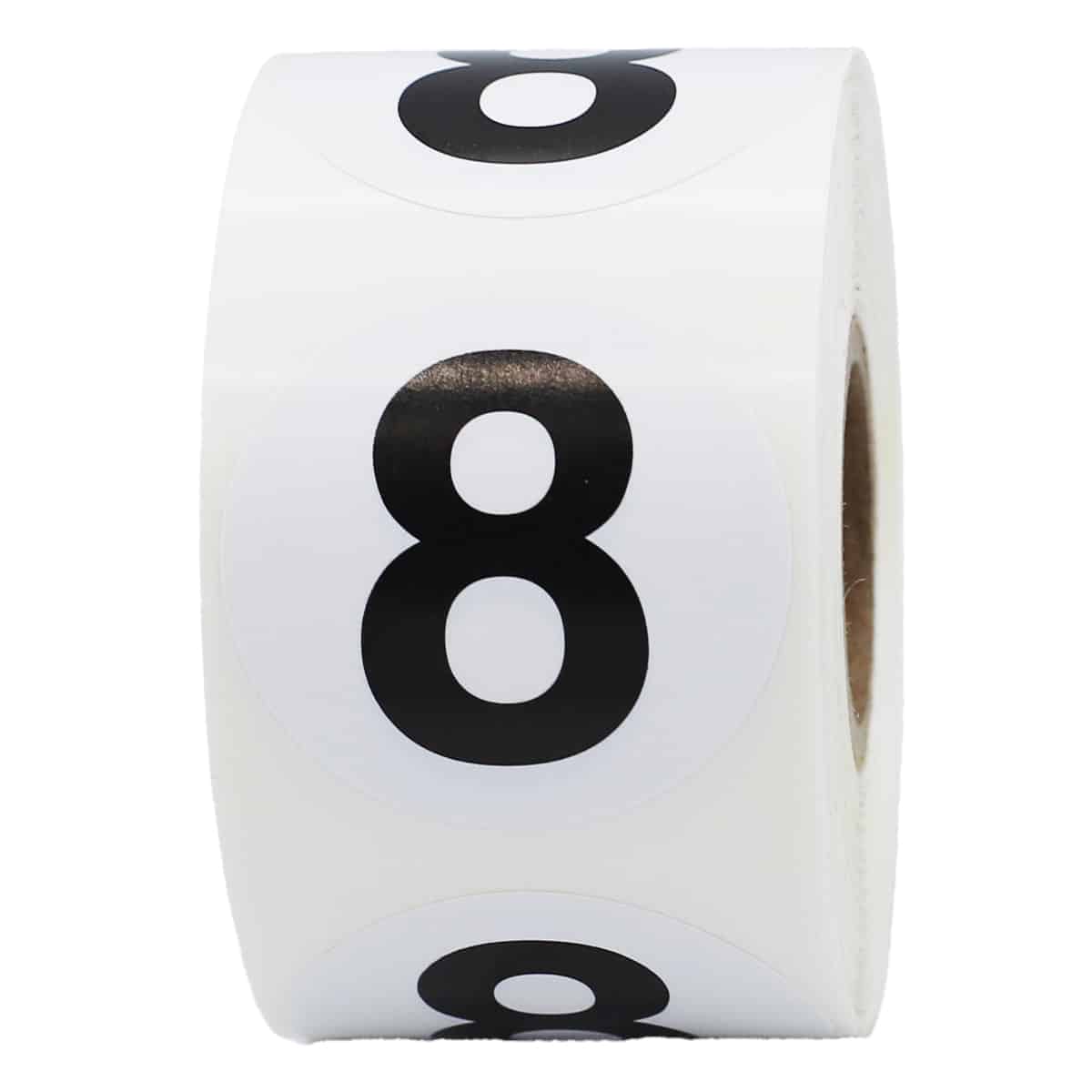 Number 8 Stickers Black/White 1.5" Round Quantity 500 Number 8 Stickers Black/White 1.5" Round Quantity 500