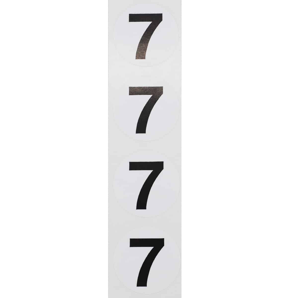 Number 7 Stickers Black/White 1.5" Round Quantity 500