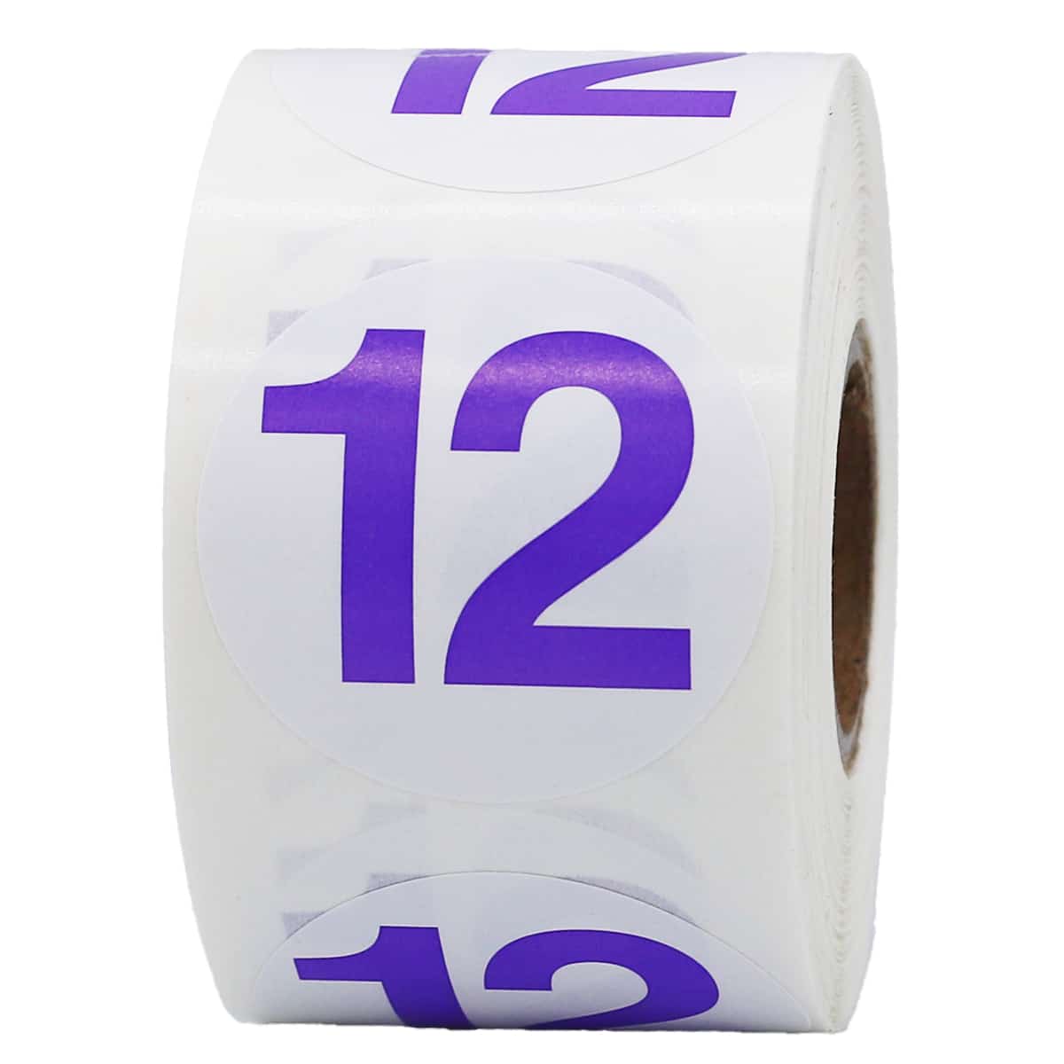 Number 12 Stickers Color Coded 1.5" Round Quantity 500