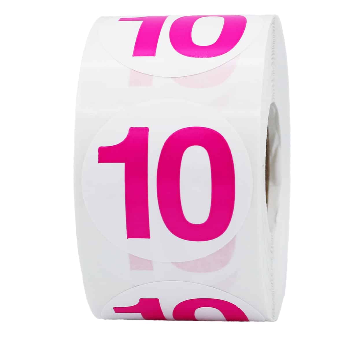 Number 10 Stickers Color Coded 1.5" Round Quantity 500 Number 10 Stickers Color Coded 1.5" Round Quantity 500