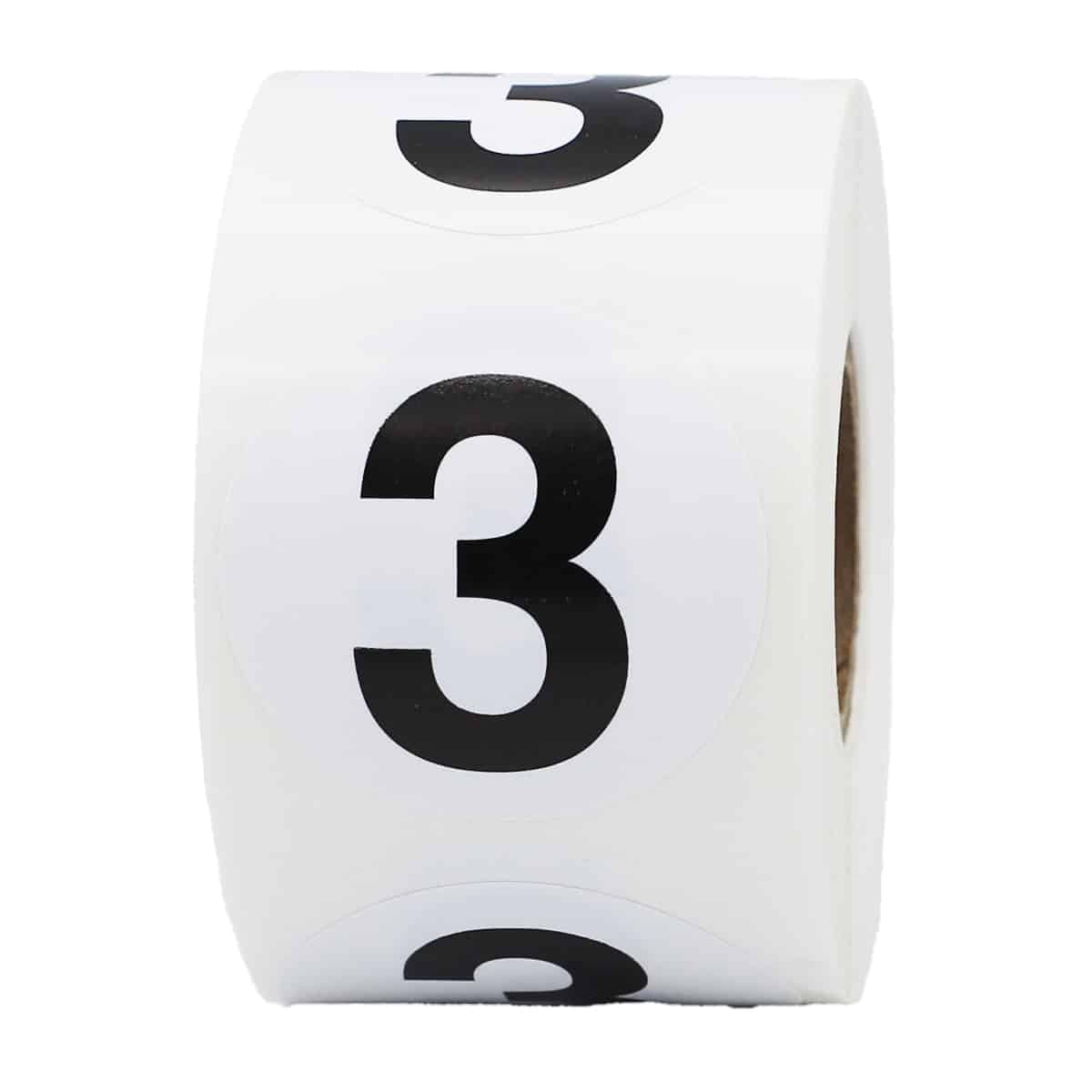 Number 3 Stickers Black/White 1.5" Round Quantity 500 Number 3 Stickers Black/White 1.5" Round Quantity 500
