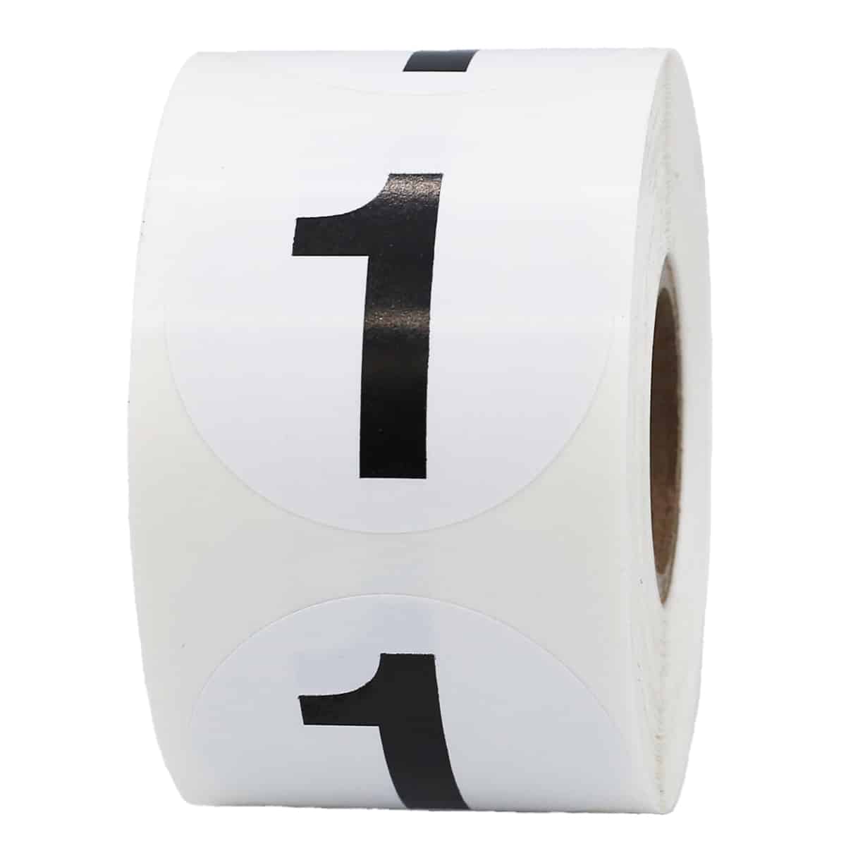 Number 1 Stickers Black/White 1.5" Round Quantity 500