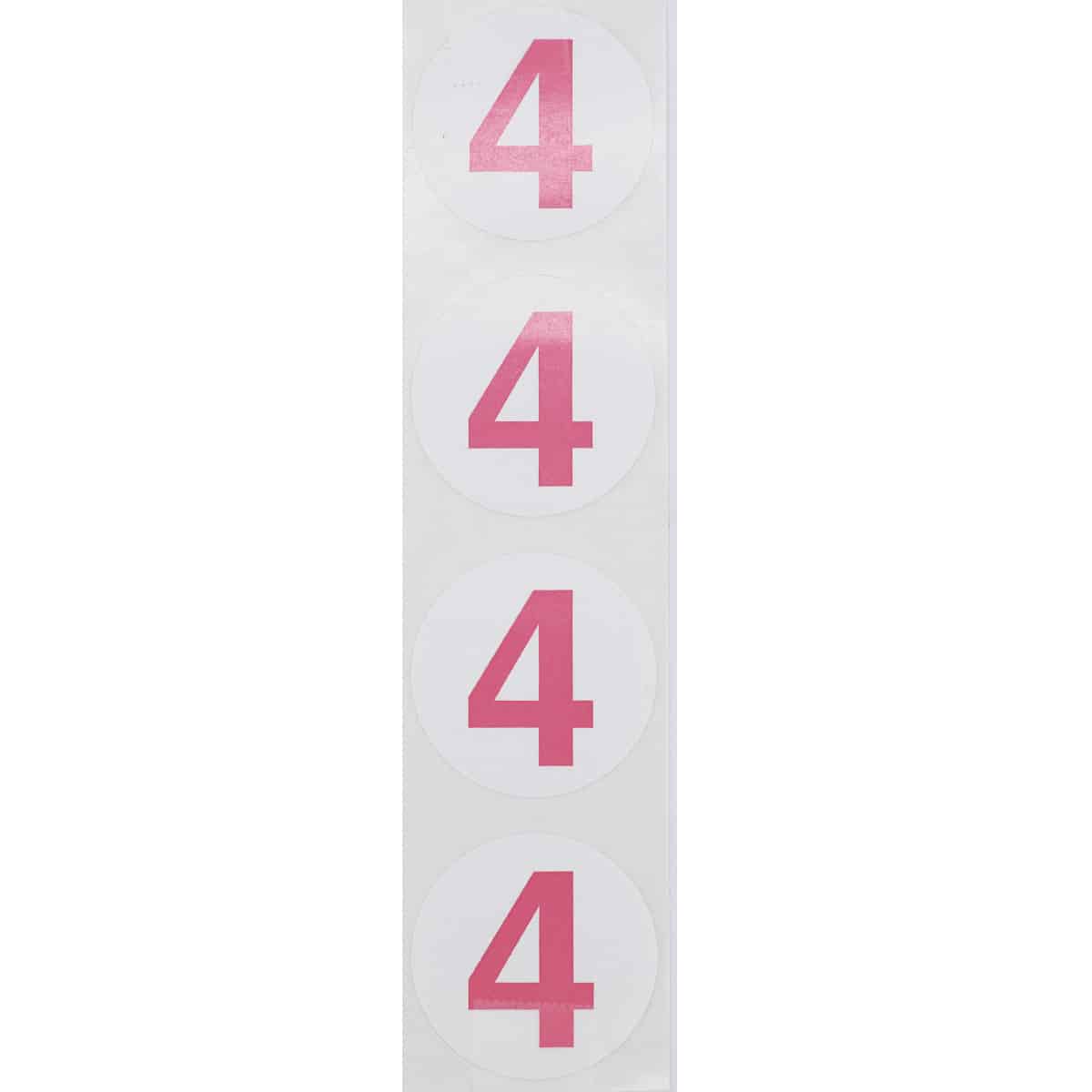 Number 4 Stickers Color Coded 1.5" Round QTY 500