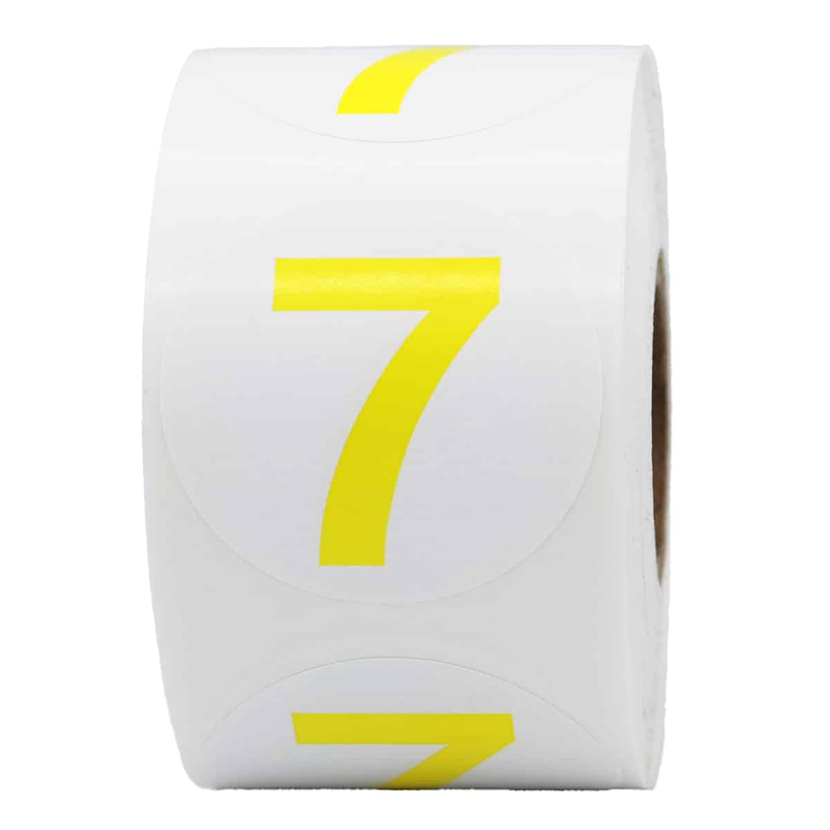 Number 7 Stickers Color Coded 1.5" Round QTY 500