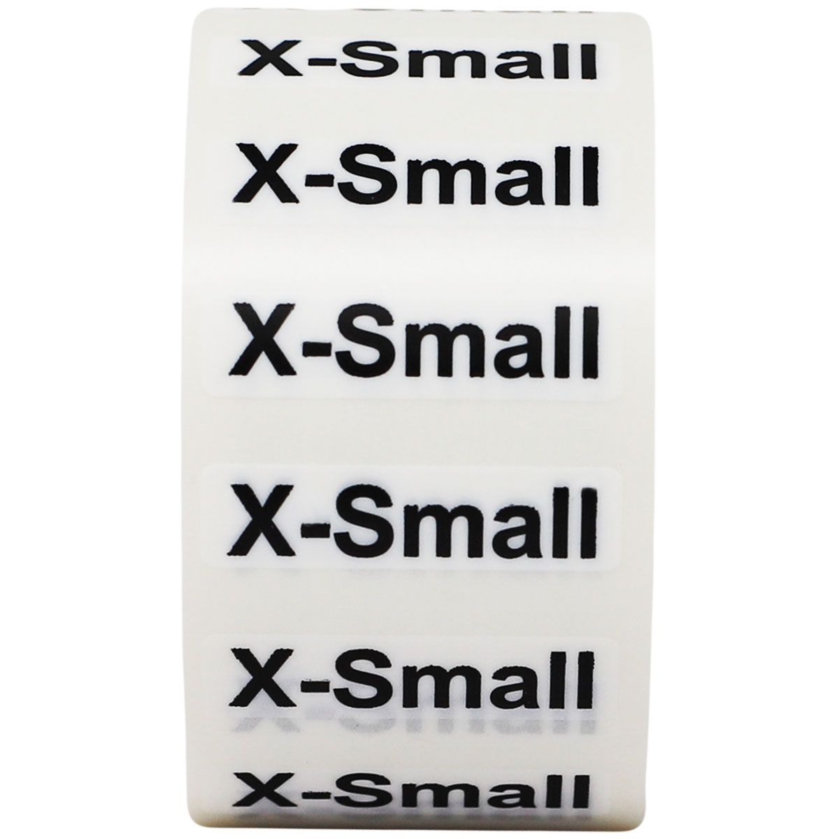 Standard Ultra Clear Size Strip Labels for Retail Shirts | 1.25" x 5" QTY 125