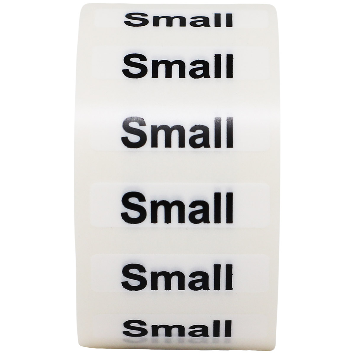 Standard Ultra Clear Size Strip Labels for Retail Shirts | 1.25" x 5" QTY 125