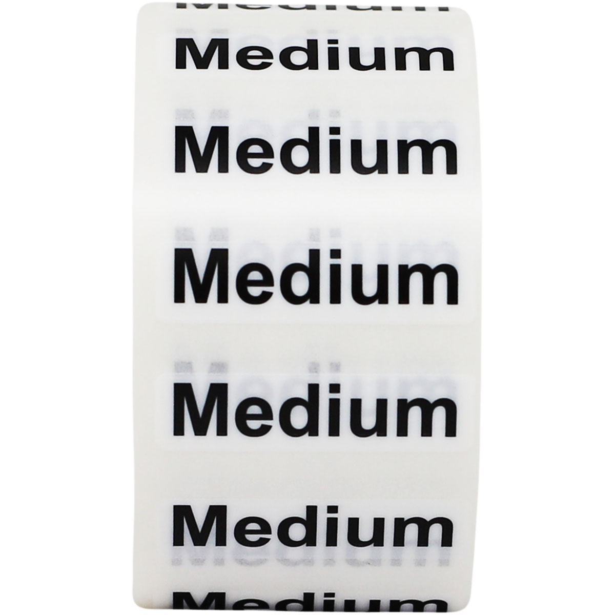 Standard Ultra Clear Size Strip Labels for Retail Shirts | 1.25" x 5" QTY 125