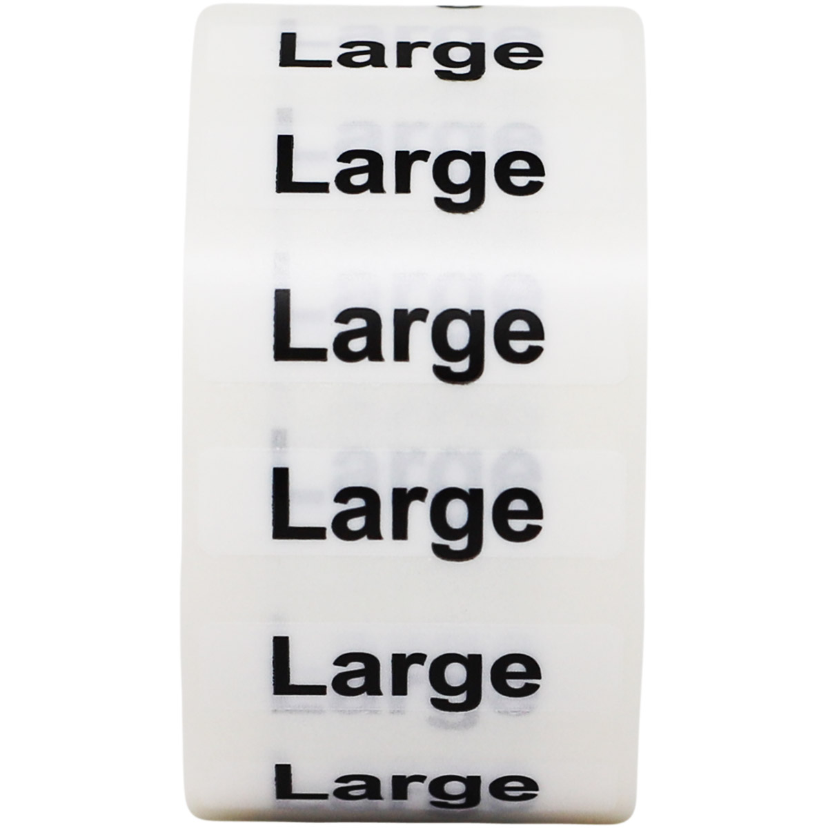 Standard Ultra Clear Size Strip Labels for Retail Shirts | 1.25" x 5" QTY 125