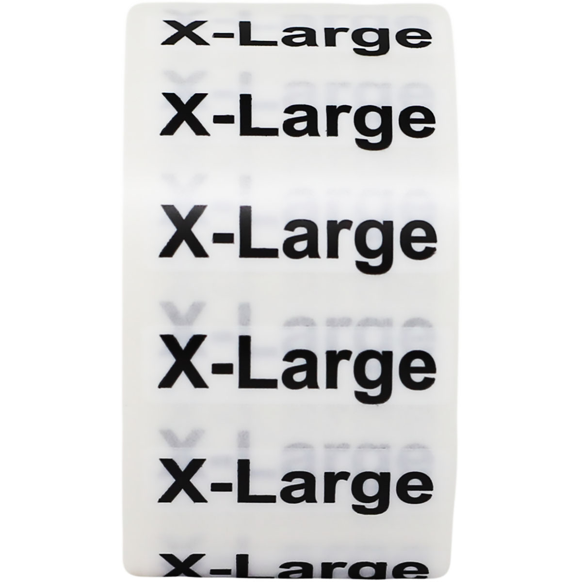 Standard Ultra Clear Size Strip Labels for Retail Shirts | 1.25" x 5" QTY 125