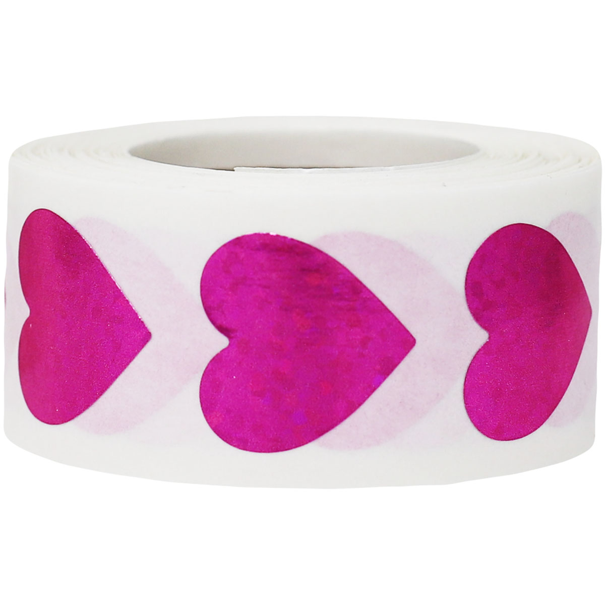 Pink Holographic Sparkle Heart Stickers 3/4 Inch