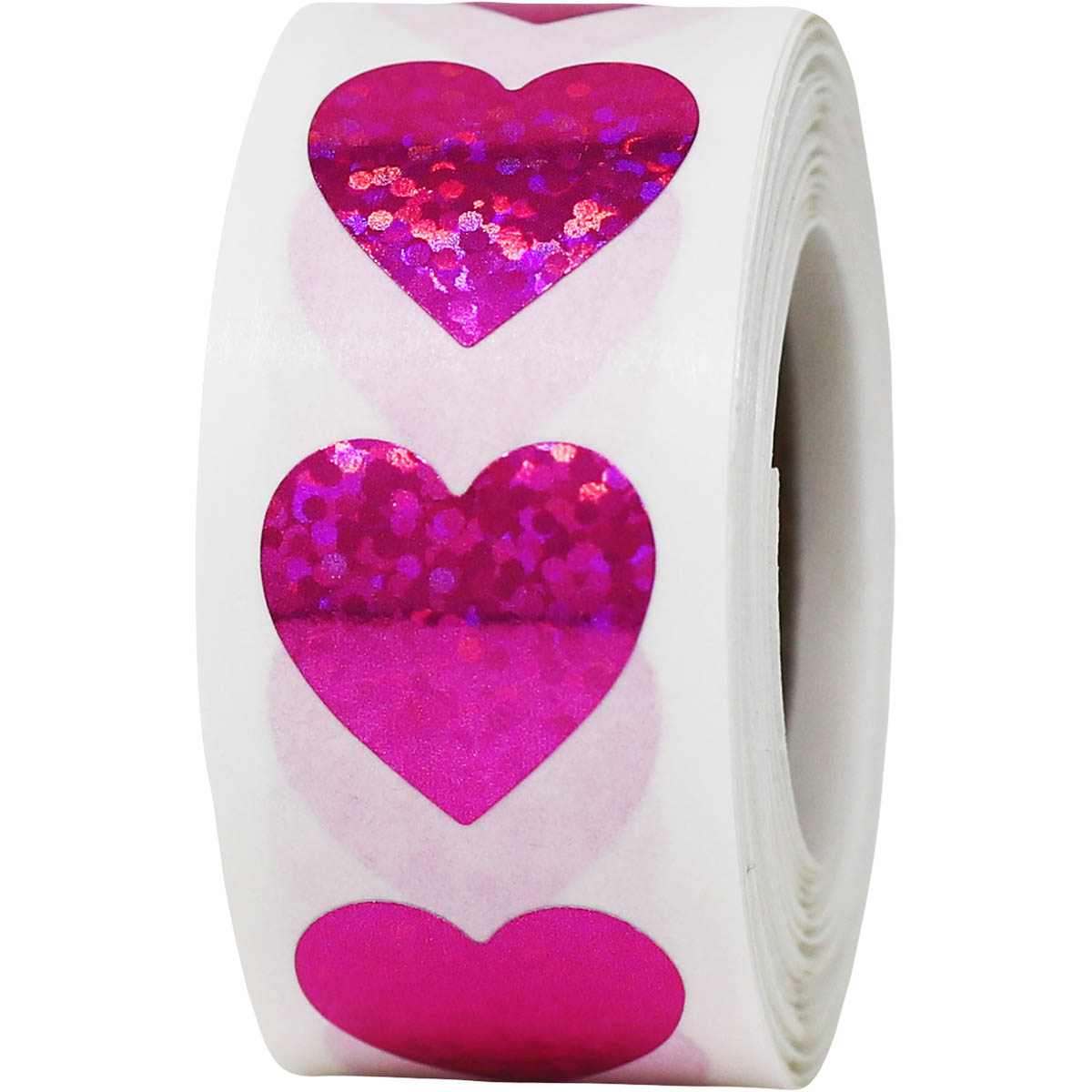 Pink Holographic Sparkle Heart Stickers 3/4 Inch