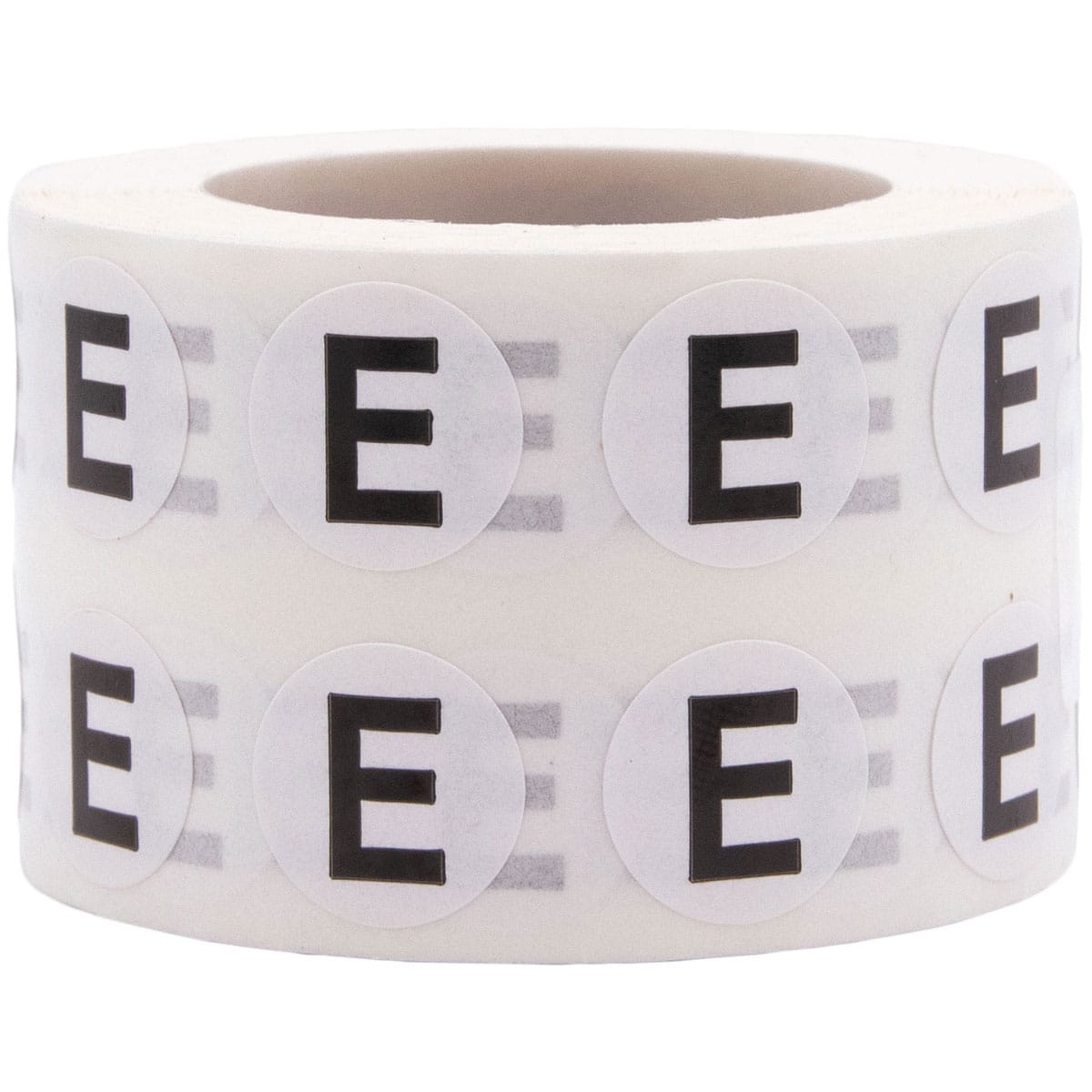 Small Letter E Stickers 1/2" Round QTY 1,000