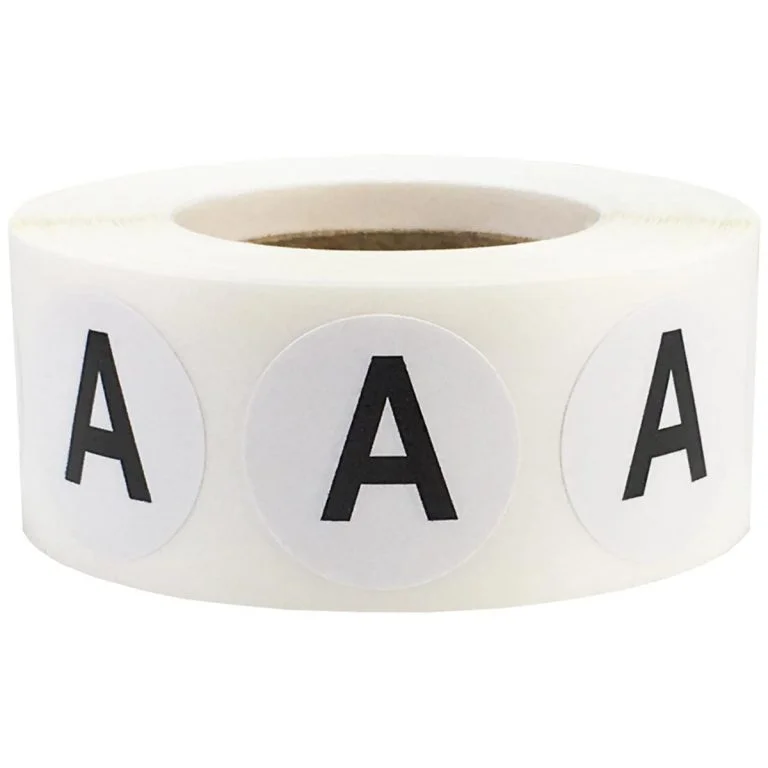Letter A Stickers 3/4" Round QTY 500 Letter A Stickers 3/4" Round QTY 500