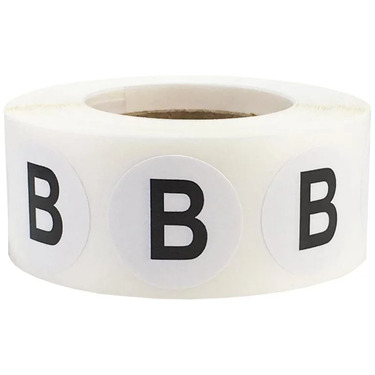 Letter B Stickers 3/4" Round QTY 500 Letter B Stickers 3/4" Round QTY 500