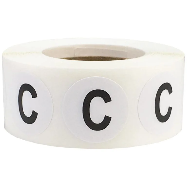 Letter C Stickers 3/4" Round QTY 500