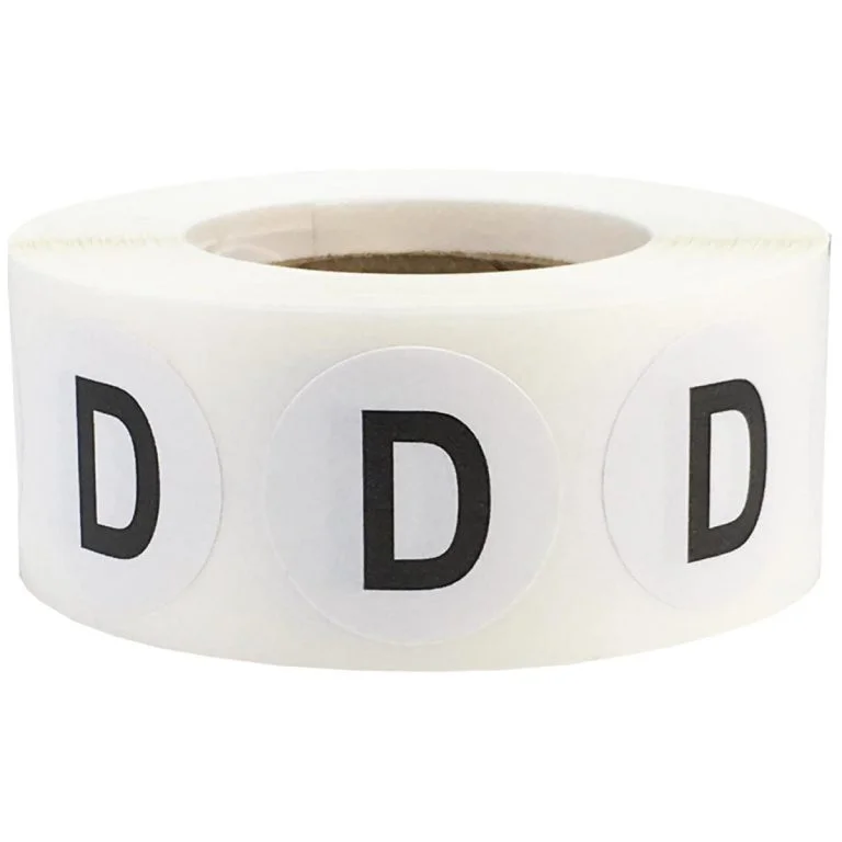 Letter D Stickers 3/4" Round QTY 500
