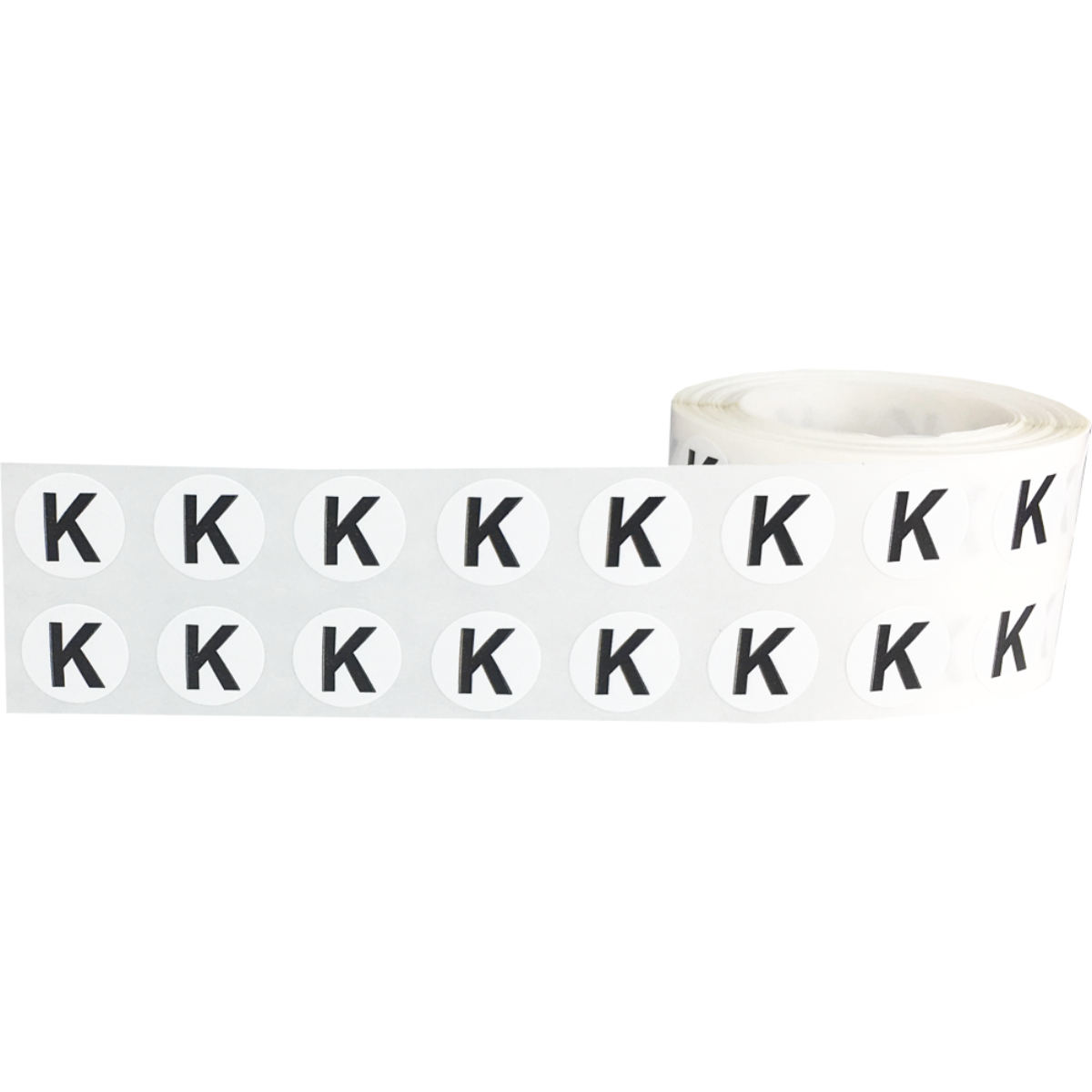 Small Letter K Stickers 1/2" Round QTY 1,000