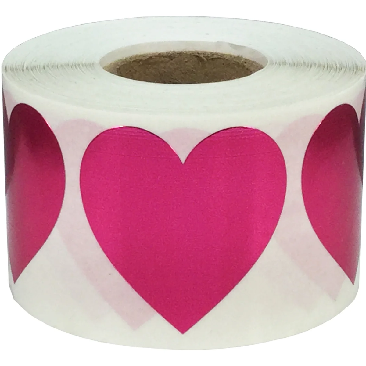 Metallic Red Heart Stickers 1.5" QTY 500