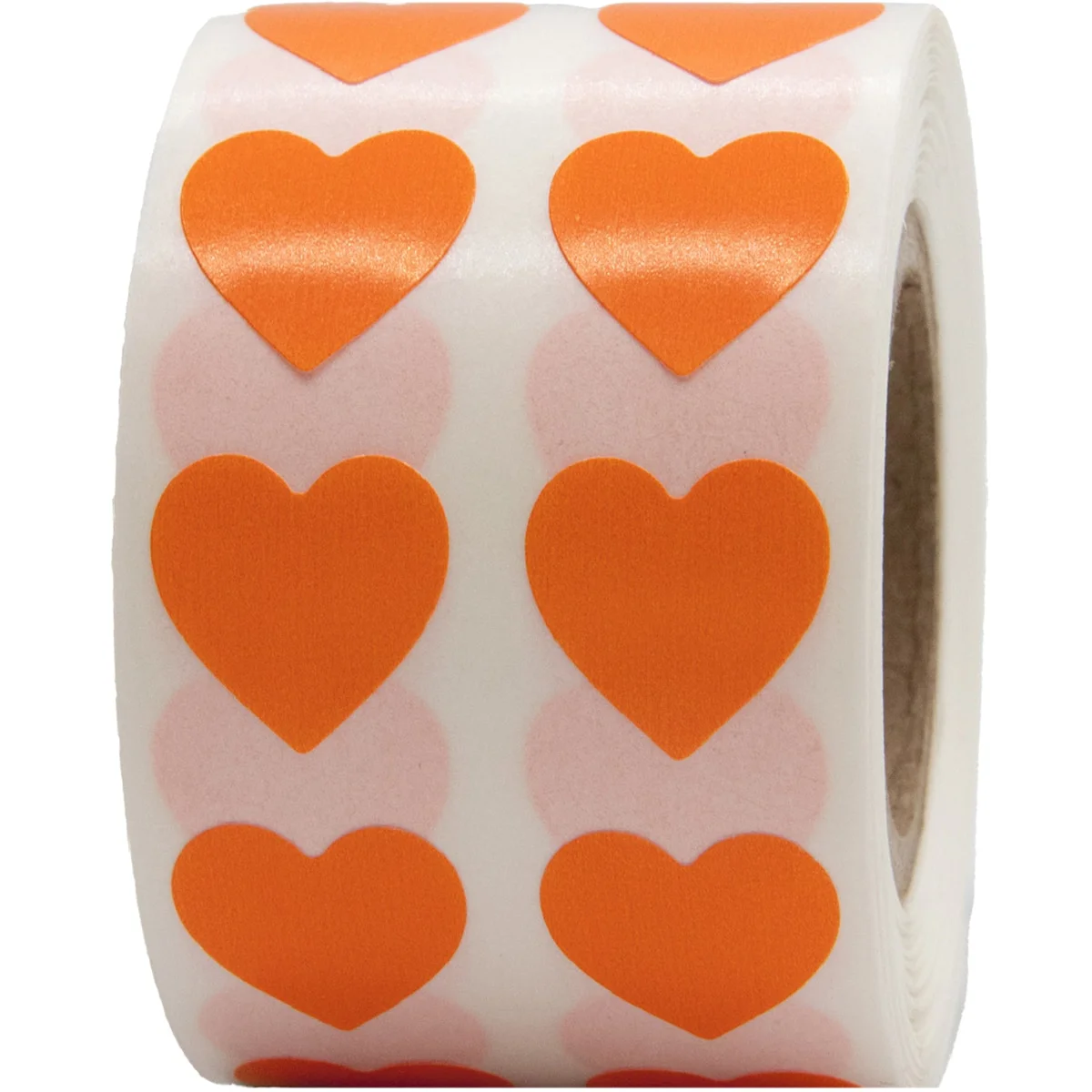 Small Orange Heart Stickers 1/2" QTY 1,000 Small Orange Heart Stickers 1/2" QTY 1,000