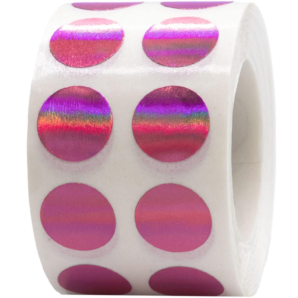 Small Metalized Hot Pink Dot Stickers 1/2" Round | InStockLabels.com
