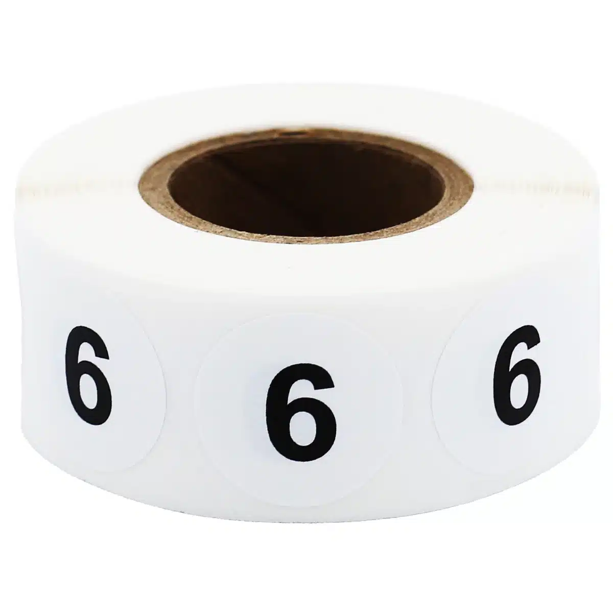 White Number 6 Stickers 3/4" Quantity 500