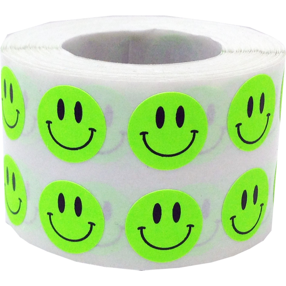 Small Fluorescent Green Smiley Face Stickers 1/2" Quantity 1,000 Small Fluorescent Green Smiley Face Stickers 1/2" Quantity 1,000