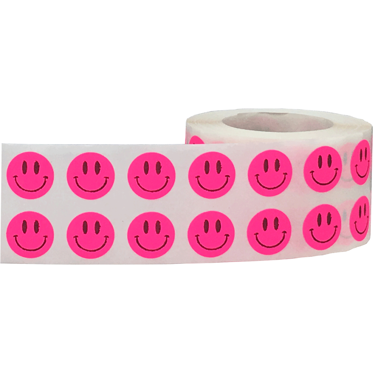 Small Fluorescent Pink Smiley Face Stickers 1/2" QTY 1,000