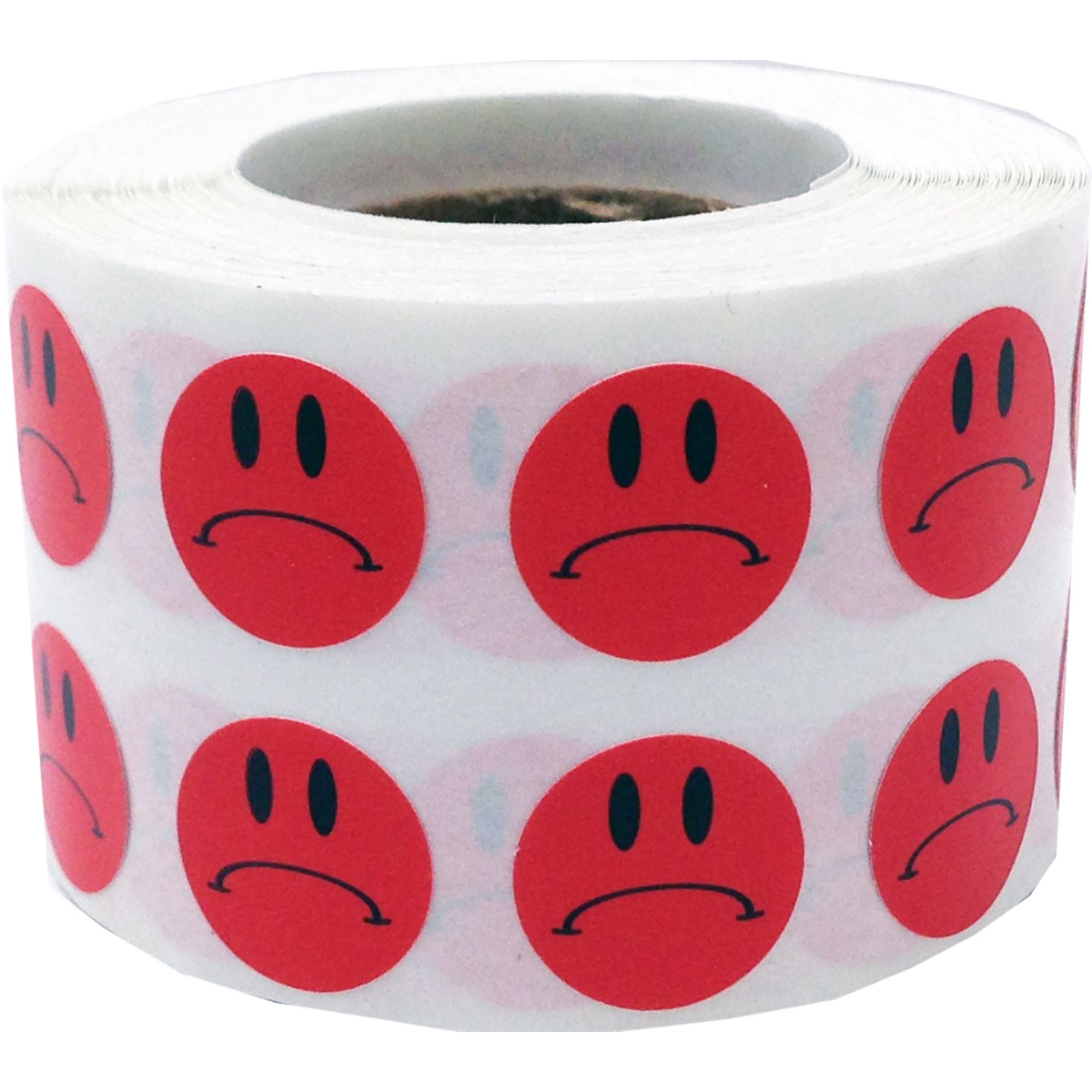 Red Sad Frowny Face Stickers 1/2" Round QTY 1,000