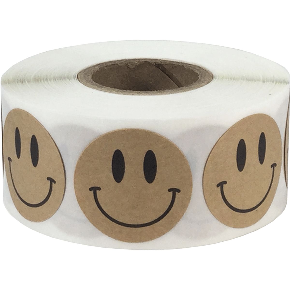 Brown Kraft Paper Smiley Face Stickers 1" QTY 500 Brown Kraft Paper Smiley Face Stickers 1" QTY 500