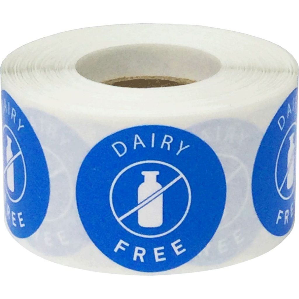 Round Blue Dairy Free Labels