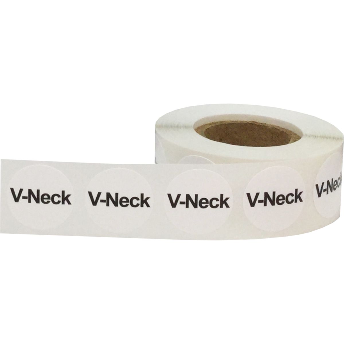 White/Black Round V-Neck Standard Size Stickers for Shirts QTY 500