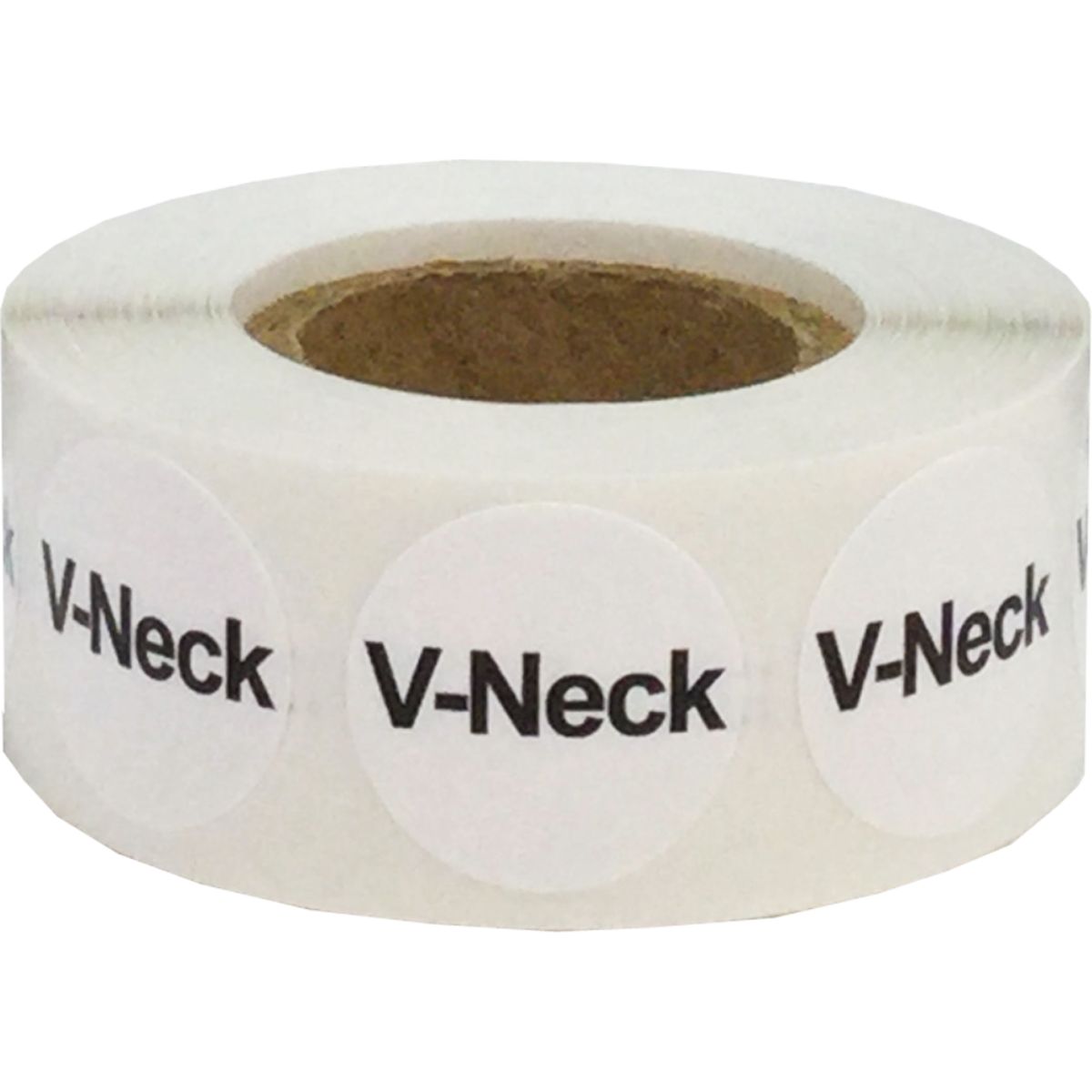 White/Black Round V-Neck Standard Size Stickers for Shirts QTY 500